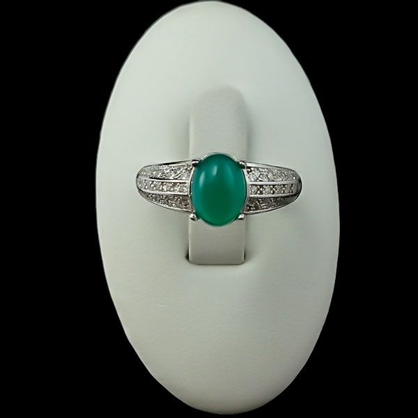 انگشتر نقره زنانه طرح لیانا با سنگ عقیق سبز - Image 4