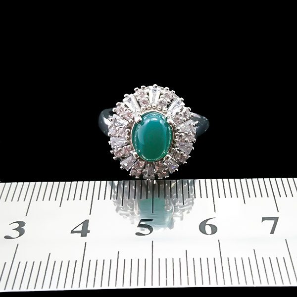 انگشتر نقره زنانه طرح مهگل با سنگ عقیق سبز - Image 4