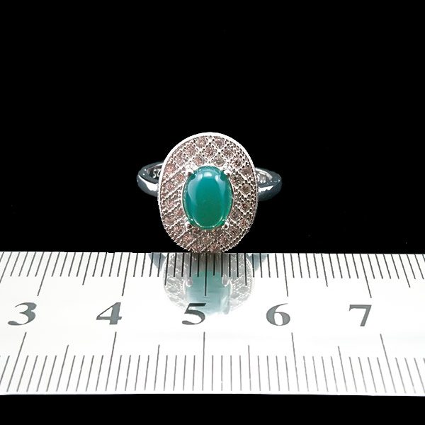 انگشتر نقره زنانه طرح مهرسا با سنگ عقیق سبز - Image 3