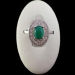 انگشتر نقره زنانه طرح مهرسا با سنگ عقیق سبز - Image 4