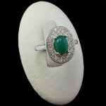 انگشتر نقره زنانه طرح مهرسا با سنگ عقیق سبز