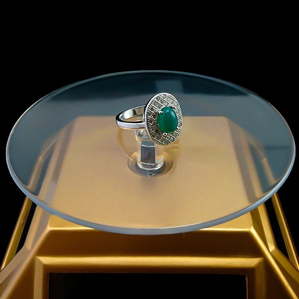 انگشتر نقره زنانه طرح مهرسا با سنگ عقیق سبز - Image 2