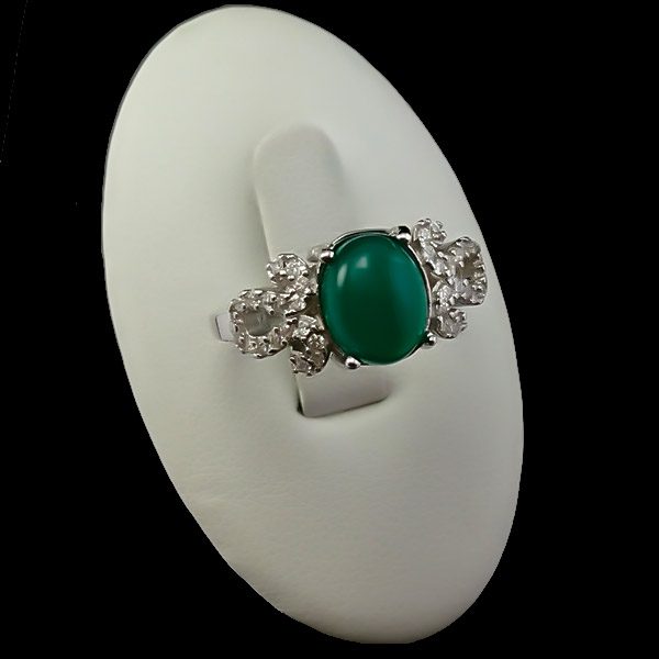 انگشتر عقیق سبز زنانه نقره ساده