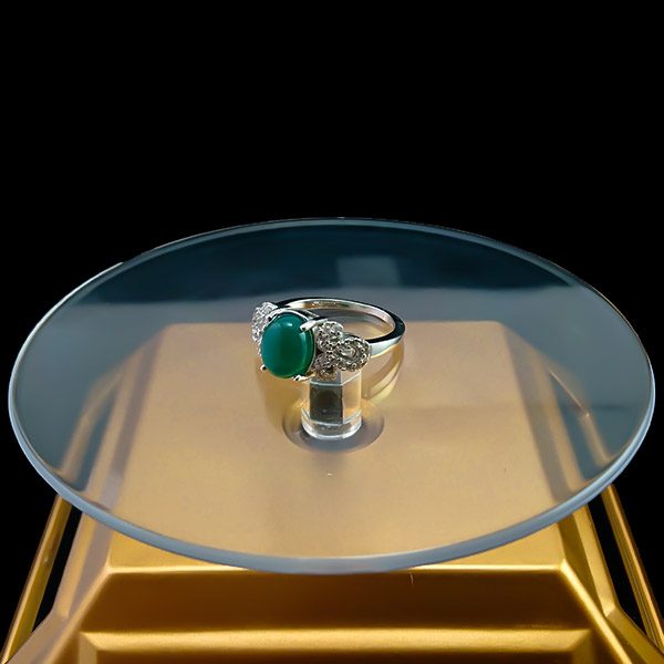 انگشتر نقره زنانه طرح مهرنیا با سنگ عقیق سبز - Image 4