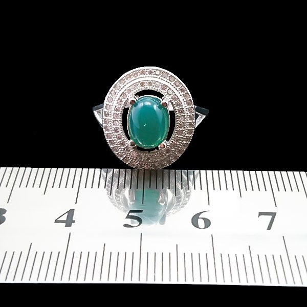 انگشتر نقره زنانه طرح ماتیسا با سنگ عقیق سبز - Image 3