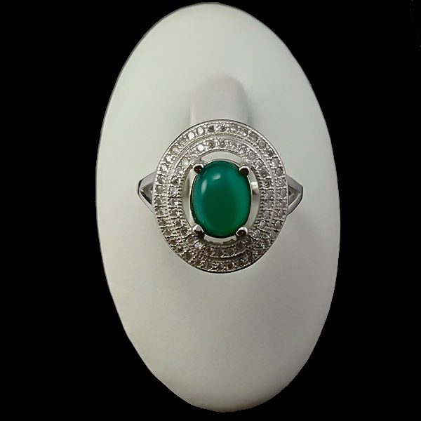 انگشتر نقره زنانه طرح ماتیسا با سنگ عقیق سبز - Image 4