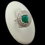 انگشتر نقره زنانه طرح ماتیسا با سنگ عقیق سبز