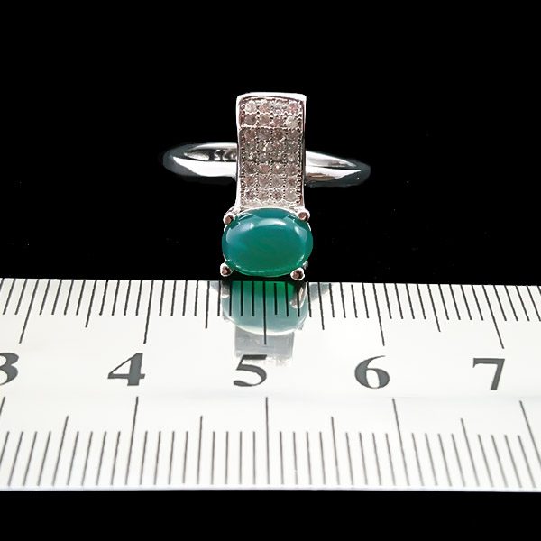 انگشتر نقره زنانه طرح ماریا با سنگ عقیق سبز - Image 3