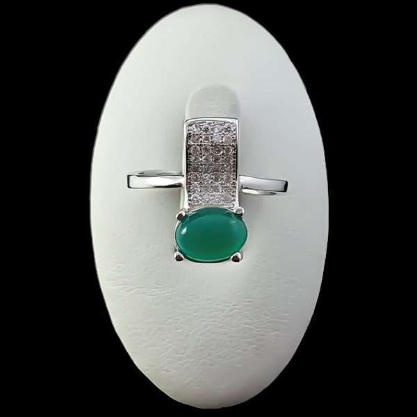 انگشتر نقره زنانه طرح ماریا با سنگ عقیق سبز - Image 4