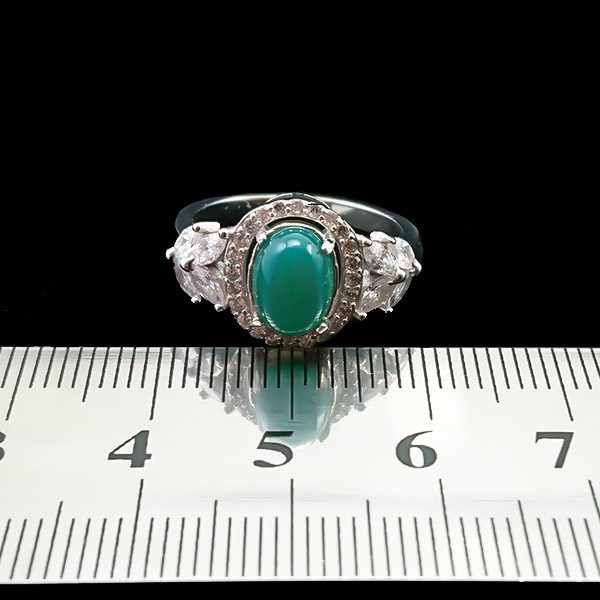 انگشتر نقره زنانه طرح مانلی با سنگ عقیق سبز - Image 3