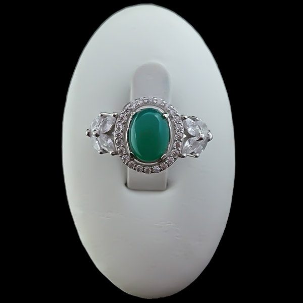 انگشتر نقره زنانه طرح مانلی با سنگ عقیق سبز - Image 4