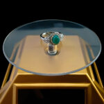 انگشتر نقره زنانه طرح مانلی با سنگ عقیق سبز - Image 2