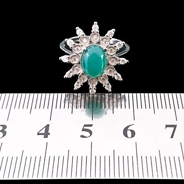 انگشتر نقره زنانه طرح مانا با سنگ عقیق سبز - Image 3