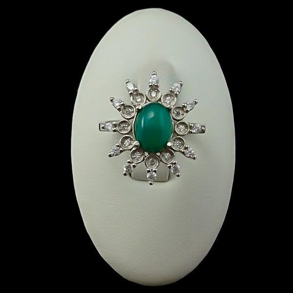 انگشتر نقره زنانه طرح مانا با سنگ عقیق سبز - Image 4