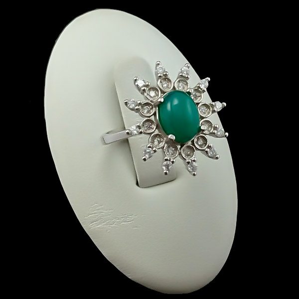 انگشتر عقیق سبز زنانه نقره ساده