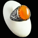 انگشتر نقره مردانه طرح آترین با سنگ عقیق یمنی سرخ