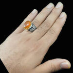 انگشتر نقره مردانه طرح آترین با سنگ عقیق یمنی سرخ - Image 6