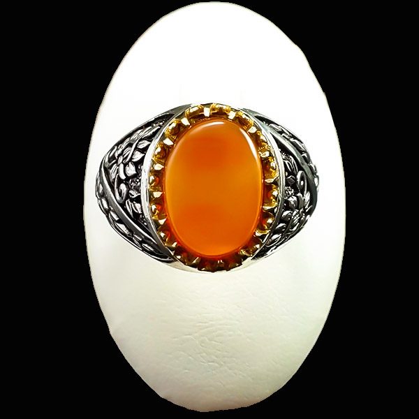 انگشتر نقره مردانه طرح آترین با سنگ عقیق یمنی سرخ - Image 4