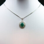 گردنبند نقره زنانه طرح مانیا با سنگ عقیق سبز