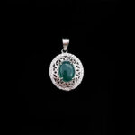 گردنبند نقره زنانه طرح مانیا با سنگ عقیق سبز - Image 3