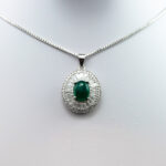 گردنبند نقره زنانه طرح ماهک با سنگ عقیق سبز - Image 4