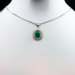 گردنبند نقره زنانه طرح مرسانا با سنگ عقیق سبز