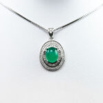 گردنبند عقیق سبز زنانه نقره طرح نارمیلا - Image 2