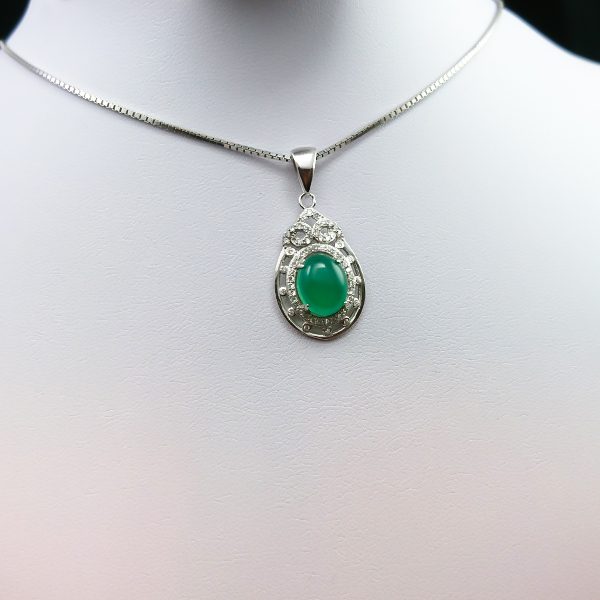 گردنبند نقره زنانه طرح نارنیا سنگ عقیق سبز اصلی - Image 3