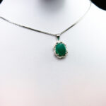 گردنبند نقره زنانه طرح نازلی سنگ عقیق سبز اصلی - Image 2