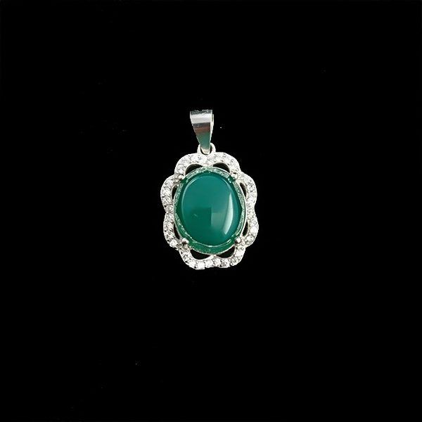 گردنبند نقره زنانه طرح نازلی سنگ عقیق سبز اصلی - Image 4