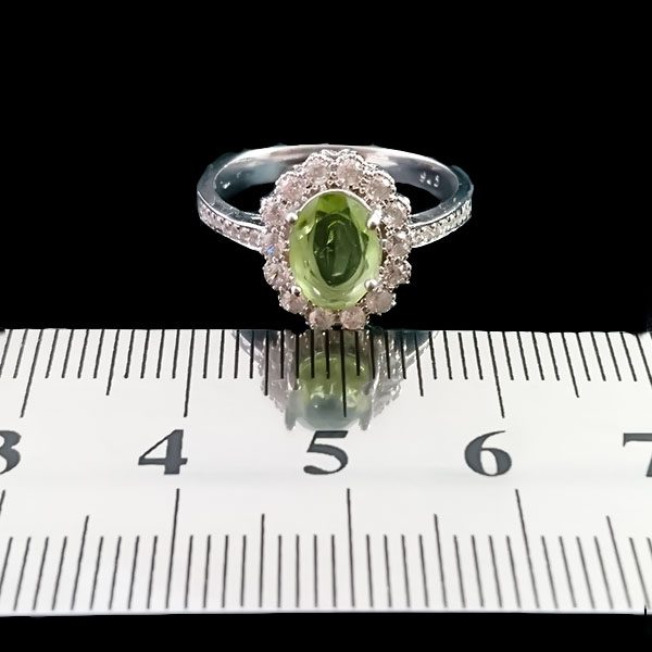 انگشتر نقره زنانه طرح شکوفا با سنگ زبرجد الماس تراش - Image 3