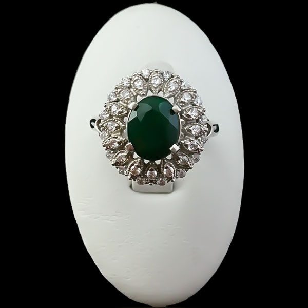 انگشتر نقره زنانه طرح فاخر تهمینه با سنگ زمرد الماس تراش - Image 4