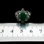 انگشتر نقره زنانه طرح ستاره مارکازیت با سنگ زمرد الماس تراش - Image 3