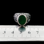 انگشتر نقره مردانه طرح یا قمر بنی هاشم با سنگ زمرد الماس تراش - Image 4