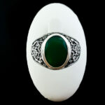 انگشتر نقره مردانه طرح یا قمر بنی هاشم با سنگ زمرد الماس تراش - Image 5