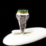 انگشتر نقره مردانه طرح حیدر امیرالمومنین با سنگ زمرد الماس تراش - Image 4