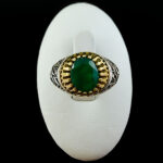 انگشتر نقره مردانه طرح سلام بر حسین با سنگ زمرد الماس تراش - Image 4