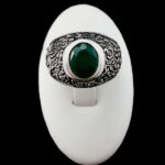 انگشتر نقره مردانه طرح سدره المنتهی با سنگ زمرد الماس تراش - Image 5