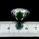 انگشتر نقره مردانه طرح اسلیمی با سنگ زمرد الماس تراش - Image 5