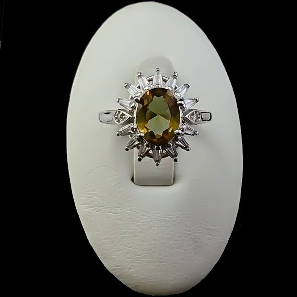 انگشتر نقره زنانه طرح گلسان با سنگ الکساندریت الماس تراش - Image 3