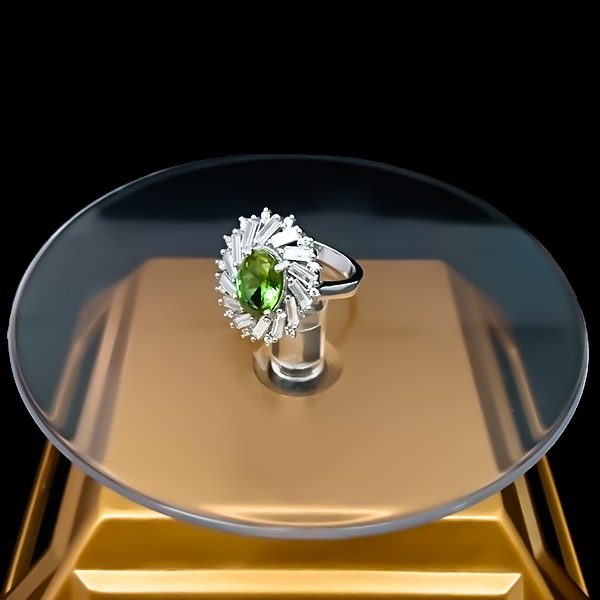 انگشتر نقره زنانه طرح گلوریا با سنگ الکساندریت الماس تراش - Image 3