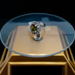 انگشتر نقره زنانه طرح گندم با سنگ الکساندریت الماس تراش - Image 3