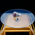 انگشتر نقره مردانه طرح دامون با سنگ گارنت الماس تراش - Image 5