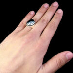 انگشتر نقره مردانه دست ساز طرح فیلی با سنگ حدید صینی + حکاکی - Image 2