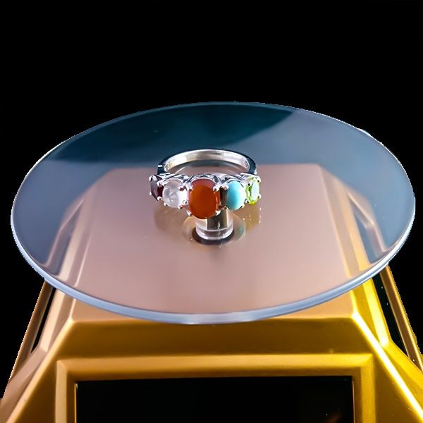 انگشتر نقره زنانه فاخر طرح آتنا با چند سنگ معدنی اصل - Image 2