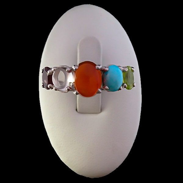 انگشتر نقره زنانه فاخر طرح آتنا با چند سنگ معدنی اصل - Image 3