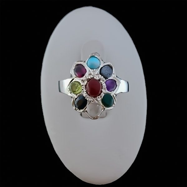 انگشتر نقره زنانه فاخر آتوسا با چند سنگ معدنی اصل - Image 4