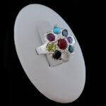 انگشتر نقره زنانه فاخر آتوسا با چند سنگ معدنی اصل