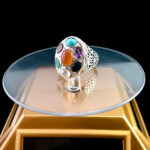 انگشتر نقره مردانه طرح فاخر امید با چند سنگ معدنی اصل - Image 4