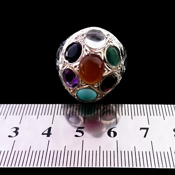 انگشتر نقره مردانه طرح فاخر امید با چند سنگ معدنی اصل - Image 5